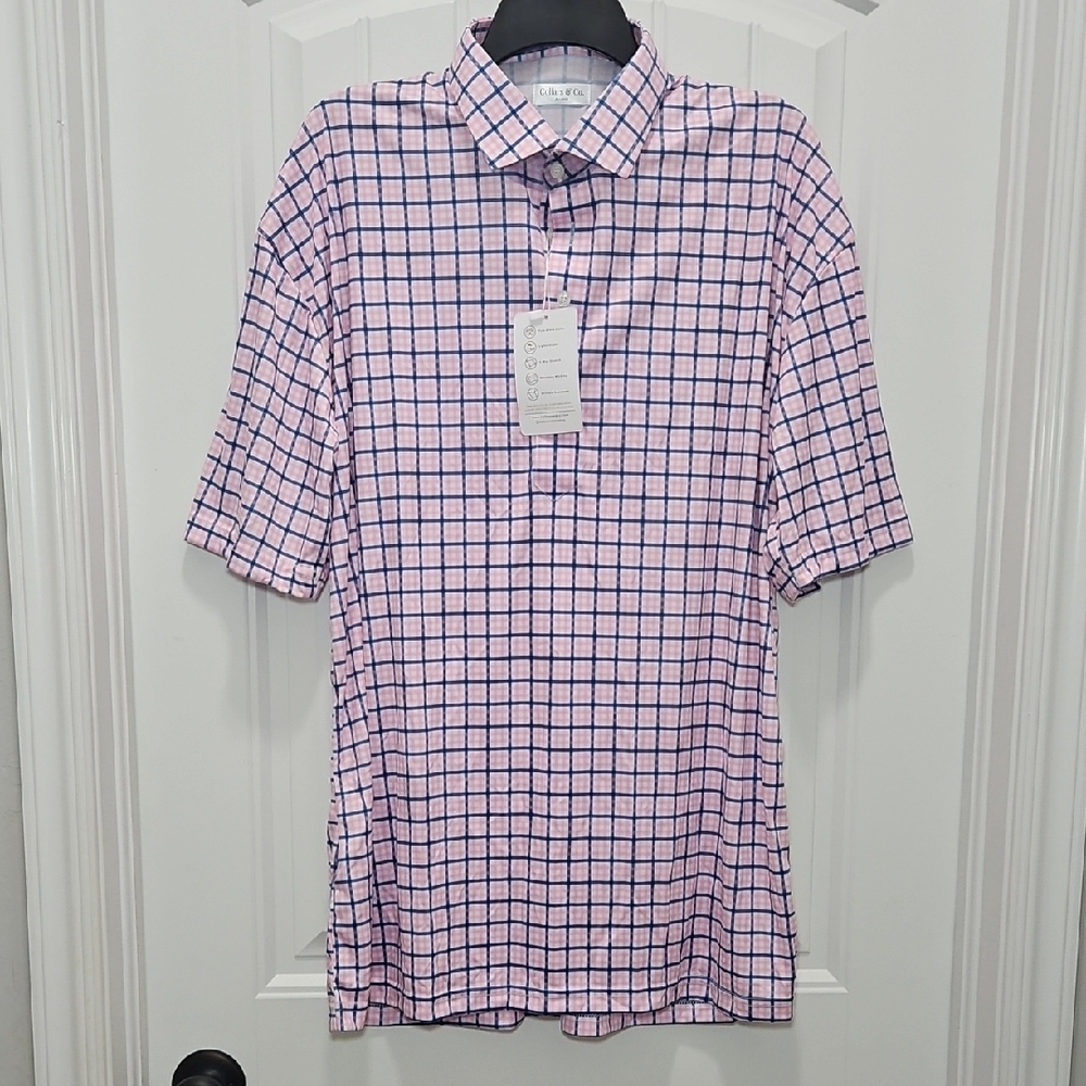 Collars & Co. Men's Pink Check Polo Shirt